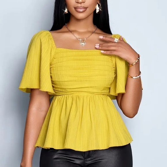 3/$30 Yellow Women's Peplum Top - Picture 1 of 8